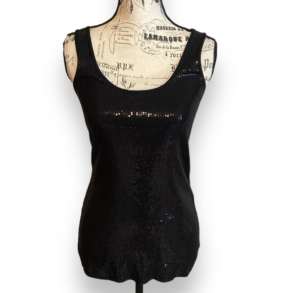 Express Sexy Basic Tank Sequins Black Size M - Picture 1 of 6